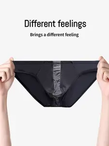 1PCS Men's Patchwork Triangle Briefs, Sexy Modern Style, Breathable Modal Mesh, Fitted Design, Daily Wear & Vacation