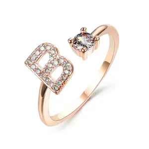 Personalized Letter Ring with Sparkling - Adjustable & Elegant "Shine Bright Together: Personalized Sparkling Letter Rings – Perfect for Couples, Moms, and Loved Ones!"