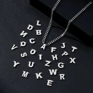 Fashion Alphabet Detail Pendant Necklace for Women & Men, Stainless Steel Jewelry for Party, Daily Decor, Trendy All-match & Exquisite Jewelry for Gift, Initial Letter Necklace
