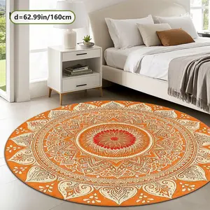 Velvet round pattern printed carpet, suitable for multiple scenarios, available in multiple sizes, soft and non-shedding.