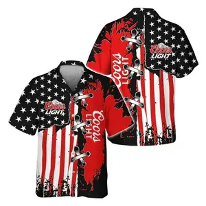 Coors Light Patriotic Grunge Flag Hawaiian Shirt