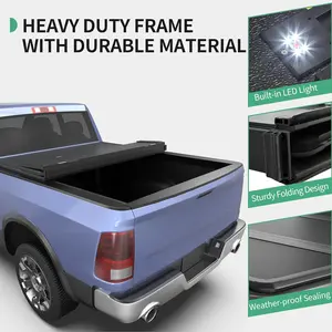 OEdRo Hard Quad-fold Truck Bed Tonneau Cover Fit for 2009-2024 RAM 1500 Classic & 2019-2025 RAM 1500 New Body, 5.7 Ft Bed Without Ram Box