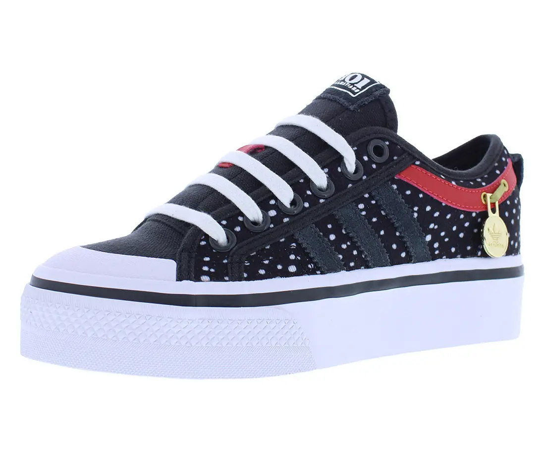 Adidas Nizza Platform GS Girls Shoes, White Canvas Casual High Top Sneakers with Laces for Everyday Wear, Kids Size