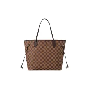 Pre-owned Louis Vuitton Canvas Tote Bags Neverfull MM Tote Damier Ebene Coated with Gold Tone Hardware