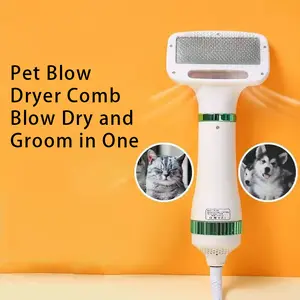 Pet Hair Dryer With Adjustable Speed And Temperature, 2-In-1 Pet Grooming Hair Dryer With Sliding Brush, Home Dog Hair Dryer For Small And Medium Dogs And Cats, Pet Grooming Tools, Cat Supplies, Puppy Essentials