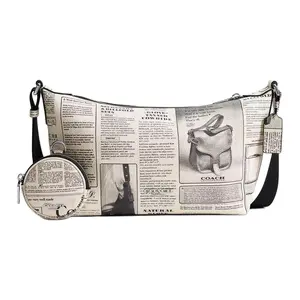 Coach Finn Crossbody 25 with Newspaper Print Pouch in Leather and Calfskin for Women