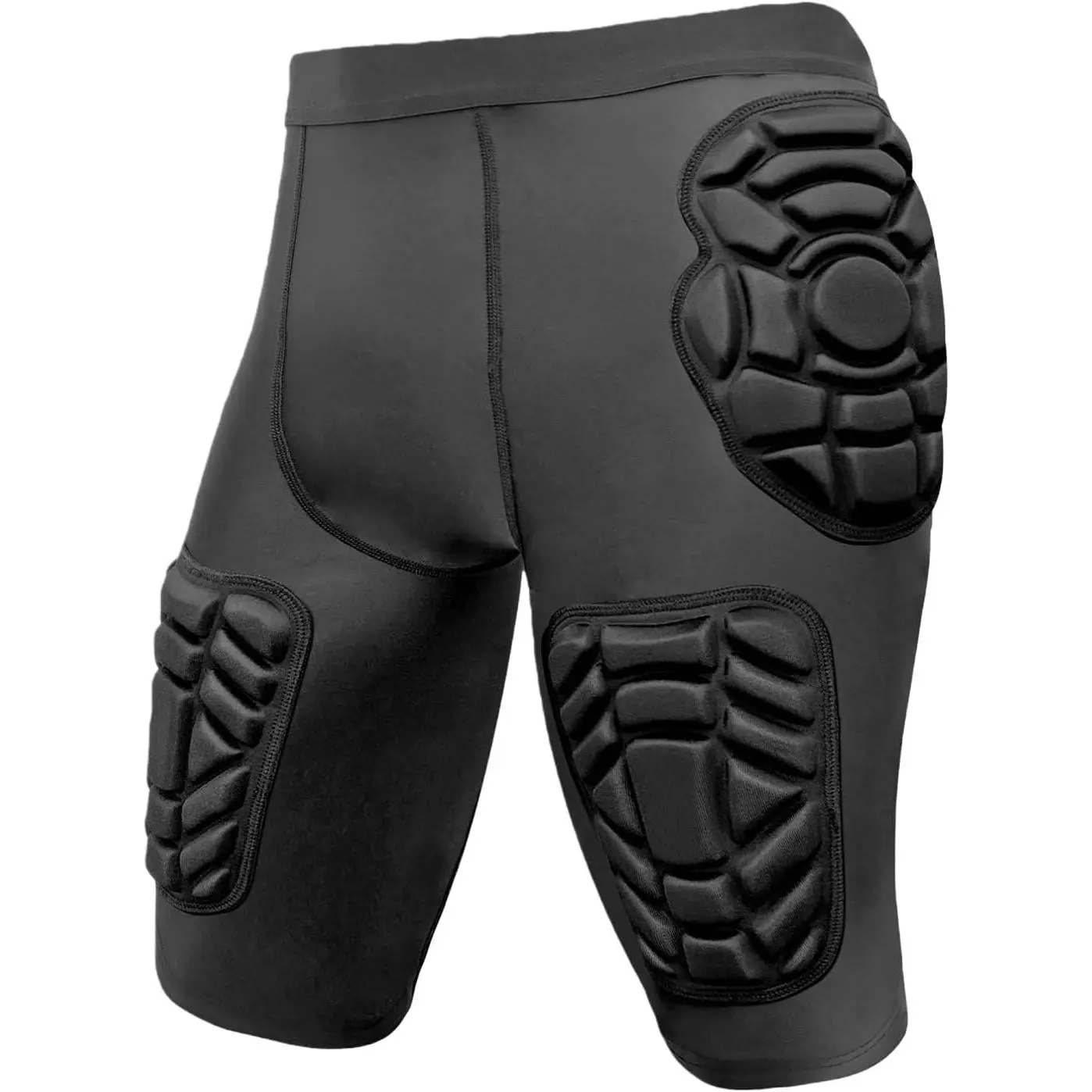 Compression Padded Shorts with Hip, Thigh, Tailbone Protection - 5-Pads, Breathable, Do Not Dry Clean for Football, Hockey, Lacrosse