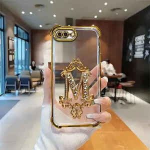 Suitable for [iPhone 7 Plus] high-end phone case🥰，Features a premium-look printed design—not actual 3D diamond studs，Choose from any of the 26 letters. YM99