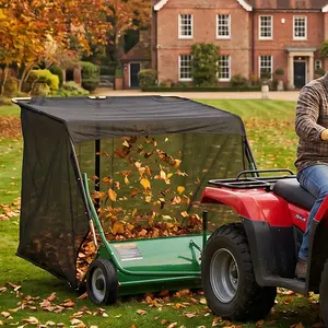 50" Tow-Behind Lawn Sweeper with Large Hopper Bag, Heavy Duty Carbon Steel Tow Style Yard Guard Cleaner for Riding Lawn Mower Tractor and ATV