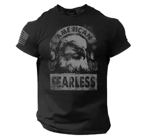 Rogue Style USA Patriotic T-Shirt with American Fearless Eagle Design for Men - Menswear, Man Cotton Crewneck
