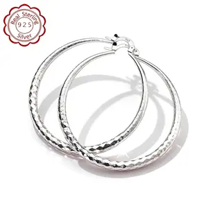 Pair Of 925 Silver Earrings, Suitable For Women, Elegant Large Circle Design, 925 Silver Color, Hypoallergenic Ear Needles, Suitable For Daily And Vacation Wear, Suitable As Valentine's Day Gift,summeroutfits,vacationoutfits,beachoutfits