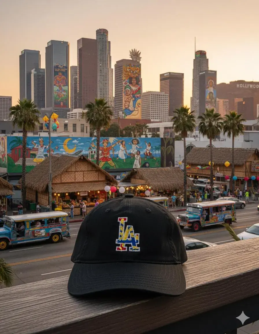 Embroidered LA Dad Cap - Filipino "Pilipinas" Sun & Stars Design