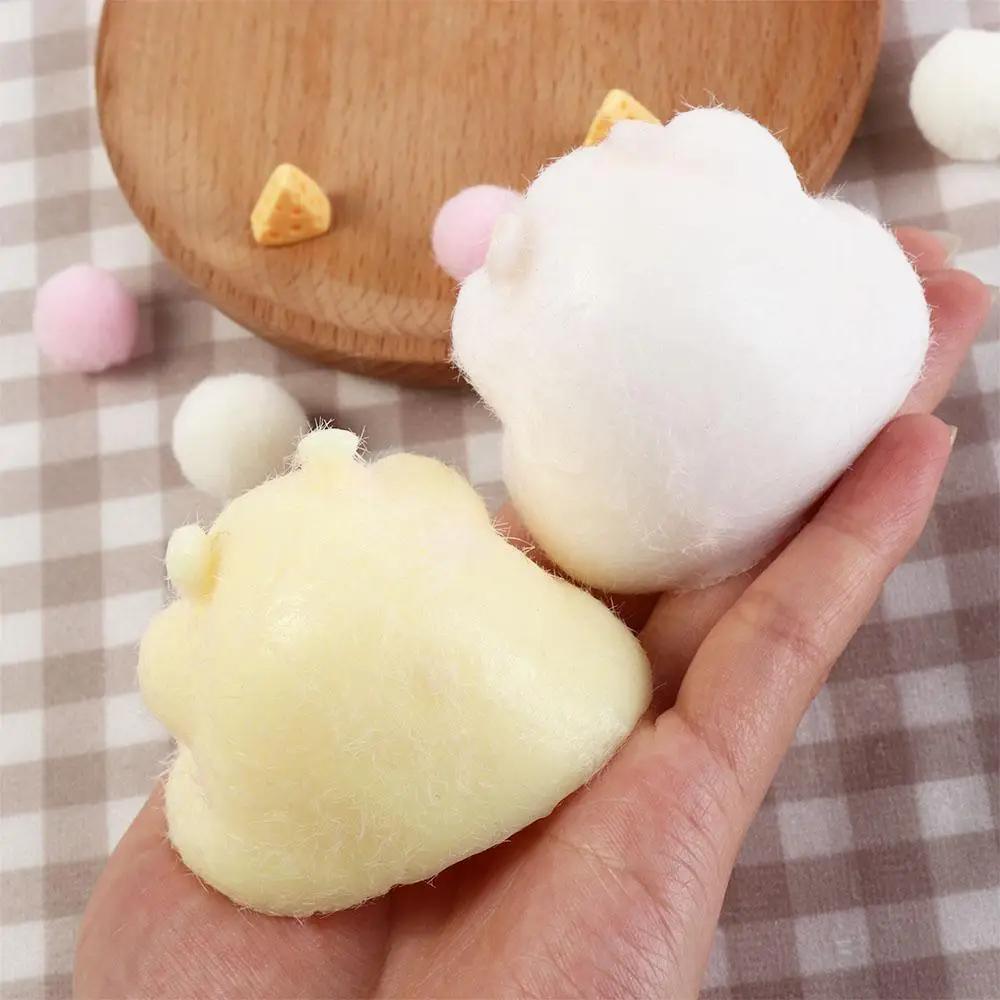 Squishy Hamster Toy with Cheese Cute Desktop Decor Funny Stress Reliever Decompression Fidget Toys for Teens Kids Gifts