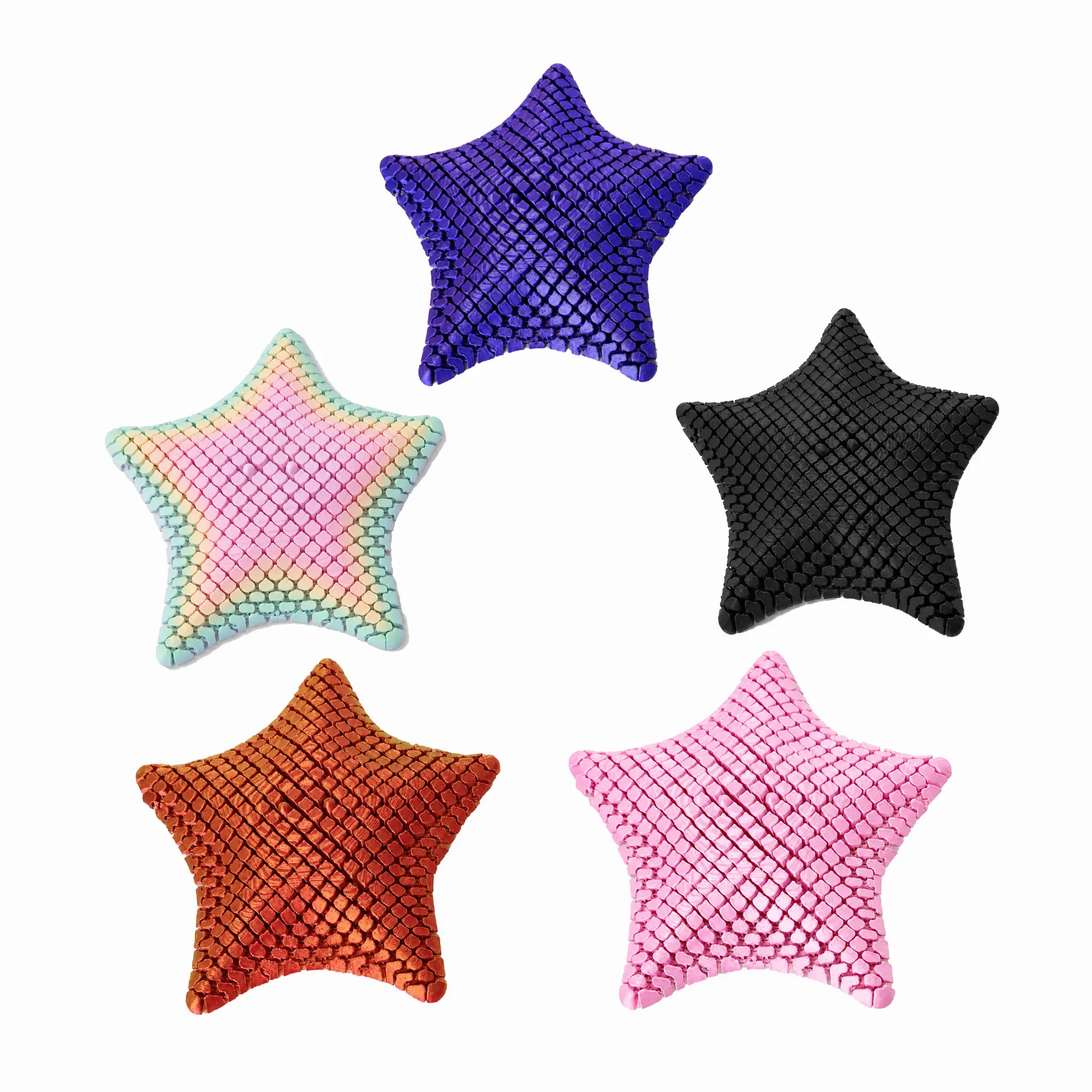 3D Printed Starfish Statue Figurines - Flexible Sensory Stress Relief Toy for Festival & Party Displays，Fun Colorful Home Decor Gift