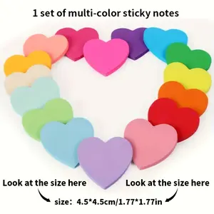 16 packs of heart-shaped post-it notes, 16 colors, 20 sheets/book, 320 shape post-it notes, 4.5*4.5cm/1.77*1.77in, and cute memo with color self-adhesive post-it notes, Sticky Labels