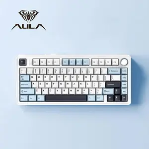 Aula F75 Gasket Mechanical Keyboard, 75% Wireless Hot Swappable Gaming Keyboard with Five-Layer Padding&Knob, Bluetooth/2.4GHz/USB-C, RGB (Light Blue, LEOBOG Reaper Switch)