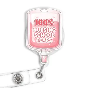 Retractable Acrylic ID Badge Reel - 24 in, 100% Nursing School Themed Design, Funny Graduation ID Holder for Nursing Students, Badge Decoration, Badge Reels Retractable