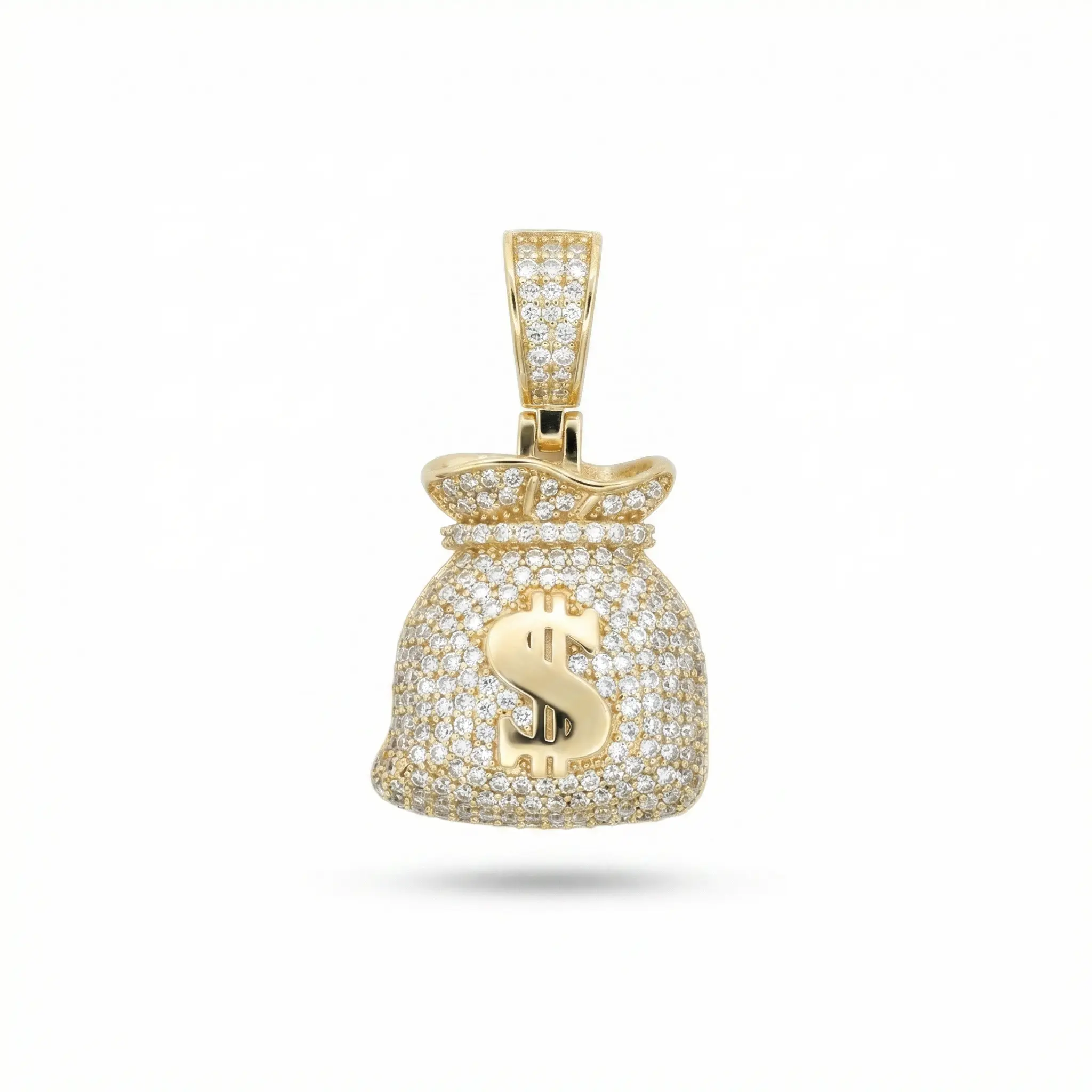 1.3ct Puffy Money Bag with Dollar Sign Moissanite Pendant