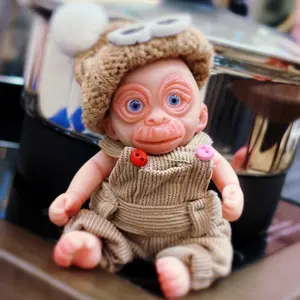 6 Inch Silicone Monkey Doll, Soft Realistic Handmade Reborn Baby Doll, Cute Dolls, Perfect Companion for Kids Bath Time Play