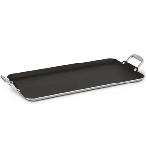 20" Double Burner Griddle - Non-Stick, Dishwasher Safe, Aluminum Handles - Cookware for Various Cooking Needs - Pans