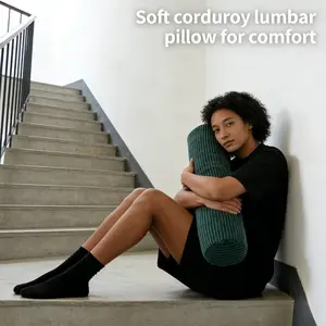 2026 New Style Cylindrical Throw Pillow, Dark Green Long Lumbar Support Cushion, Soft Skin-Friendly Sofa Pillow, Bedroom Bedside Decorative Pillow, Multi-Scene Comfortable Lumbar Pillow for Office, Minimalist Style Cushion for Home Soft Furnishing