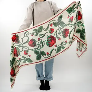 Strawberry scarf - Book Inspired Soft Cotton Blend Elegant Shawl | Booklover Scarf | Hair Scarf | Patterned | - All Season Scarf