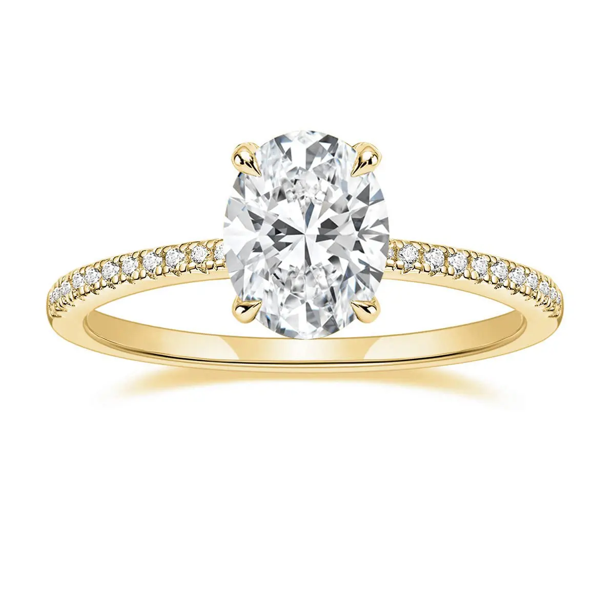 EAMTI 14K Gold Plated Engagement Rings 3CT Oval Cut Cubic Zirconia CZ Wedding Promise Rings for Her Stunning Wedding Bands for Women