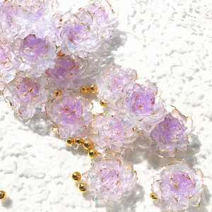 Crystal Ice Lotus 50mm - Kosbling Original Flower Resin Charms for Whipped Cream Glue, Resin Art & Mirror Decoration