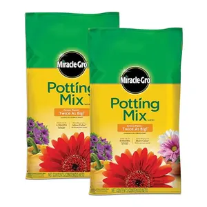 Miracle-Gro Potting Mix, For Container Plants, Flowers, Vegetables, Annuals, Perennials, Shrubs, Feeds for up to 6 Months, 16. qt., 2-Pack