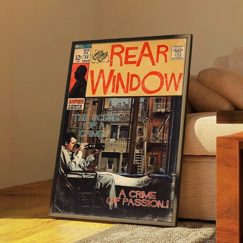 [No Framed] Rear Window Classic Movie Poster, Canvas Wall Art, Retro Film Print, Unframed Wall Decor, Unique Gift Idea