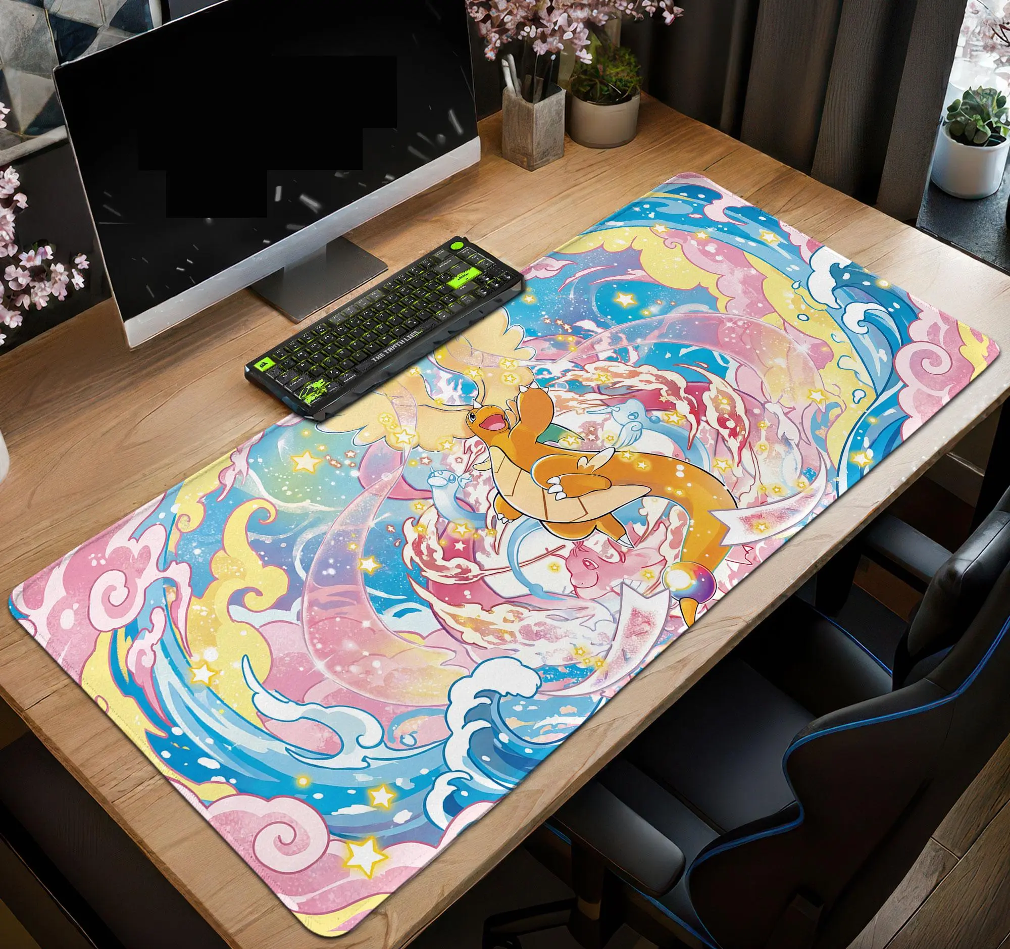 PKM Dragoniitte Deskmat Acotar Mouse Pad Cozy Gaming Desk Mat Anime Setup Mat