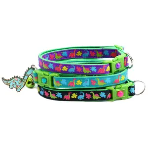 Brontosaurus Breakaway Safety Cat Collar with Matching Jingle Bell & Charm by Pugs2Persians Dinosaur Jurassic