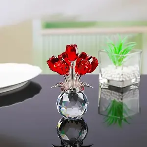 Elegant Crystal Glass Rose Sculpture, Romantic Gift for All Occasions, Ideal for Christmas, Halloween, Thanksgiving, Valentine's Day, Mother's Day