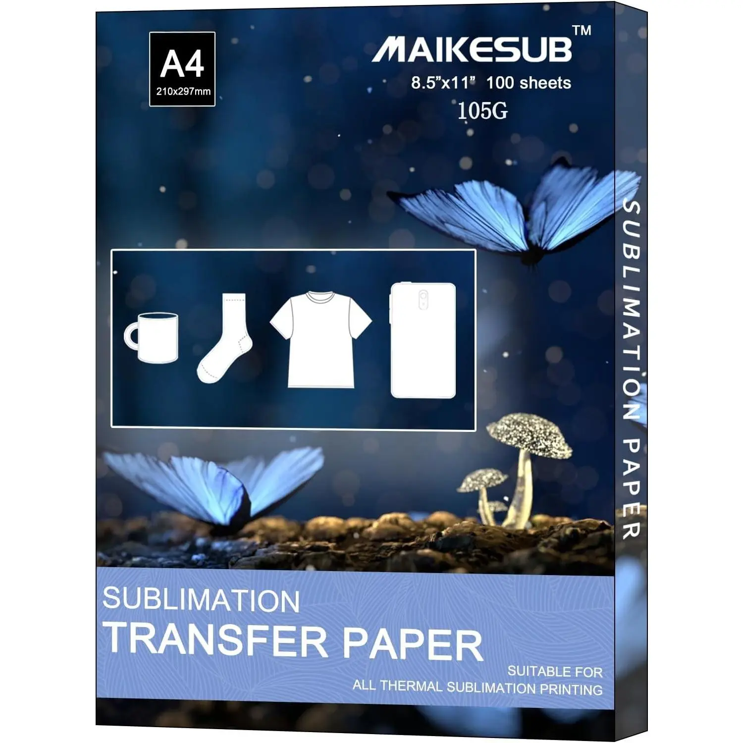 100 Sheets 8.5x11" Sublimation Paper 105g for Inkjet