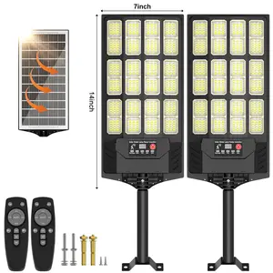 2Pack Solar Street Lights Outdoor Waterproof,Wide Angle Solar Flood Light, LED Parking Light with Motion Sensor and Remote Control, Suitable for Street, Parking lot