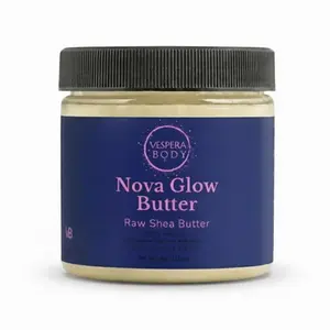Vespera Body Nova Glow Butter, Pure Raw Shea Body Moisturizer for Eczema, Stretch Marks & Scars, Whipped Cocoa Butter Cream for Dry Skin Relief, 4oz