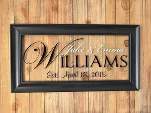 Personalized Glass Family Name Sign With Established Date 11x21, Family Sign, Home Decor, New Home Gift