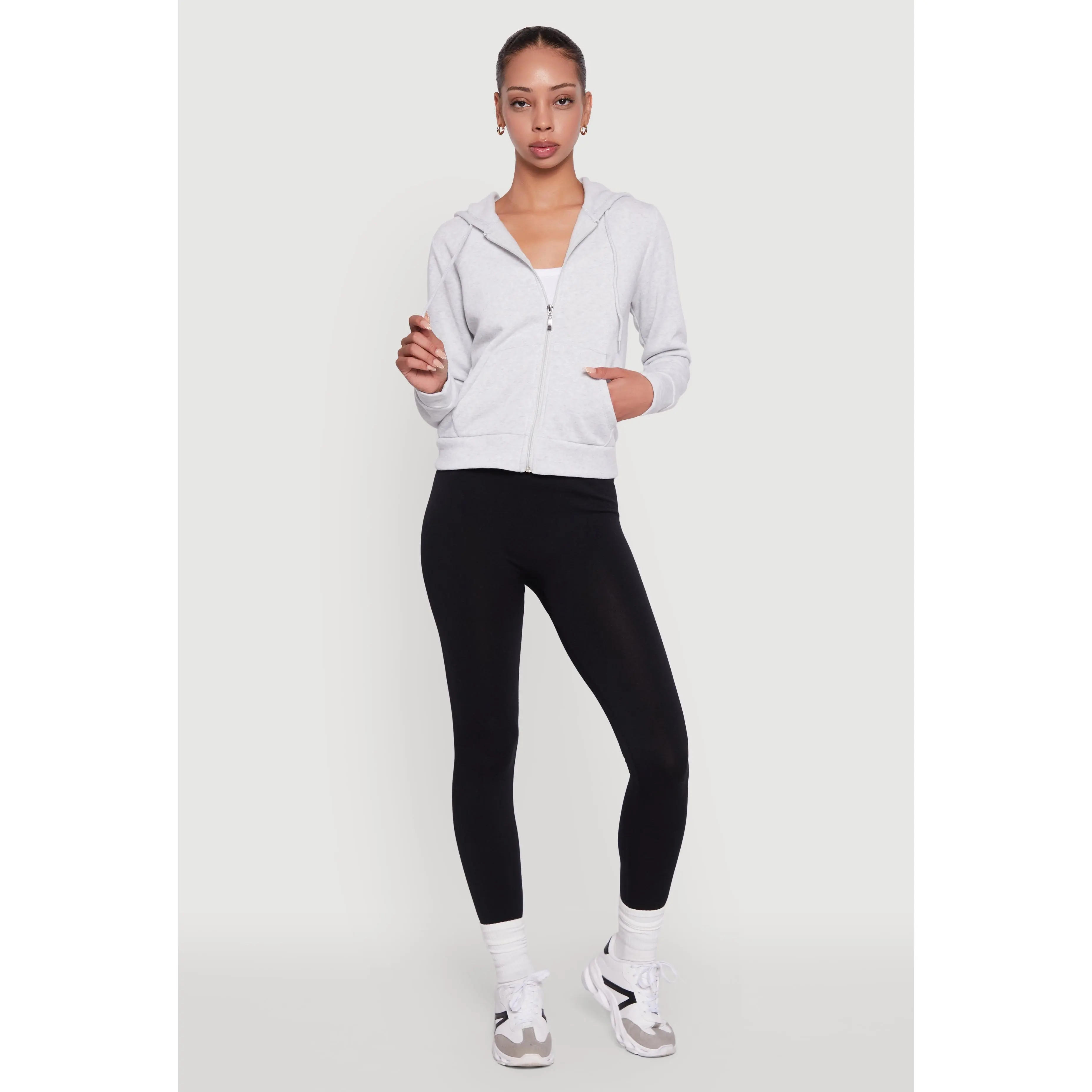 Zip Front Fleece Hooded Sweatshirt