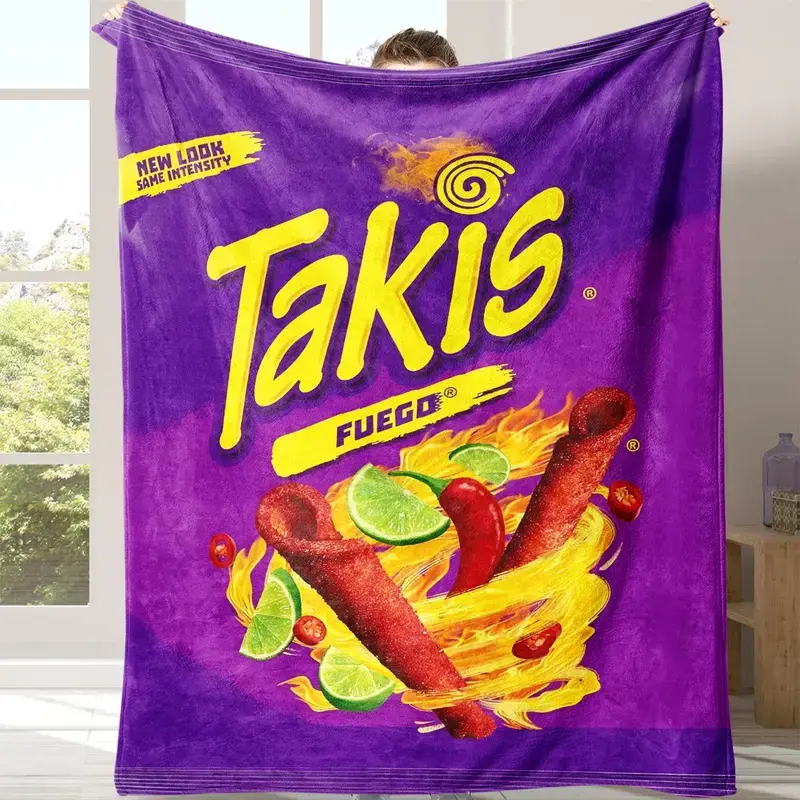 Takis Fuego Flannel Throw Blanket, 1 Count Soft Winter Blanket, Warm Nap Blanket for Home Office, Travel & Camping, Flannel Blankets, Food-themed Blanket, Thickened Flannel Blanket, Soft Cozy Blanket, Soft Comfortable Blanket, Soft Throws Blanket