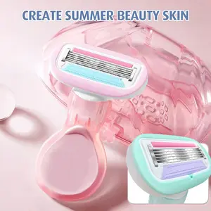 2 Counts Travel Razors for Women , Travel Shaver Designed for Armpits, Arms, Bikini Area, and Legs