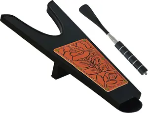 Wooden Boot Jack for Cowboy Boots with Wide Opening Design & Shoe Horn 2-in-1 Boot Remover and Puller