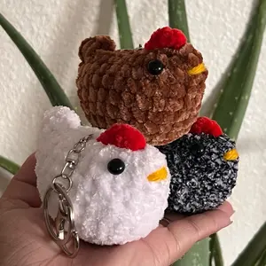 Crochet mini chicken keychain