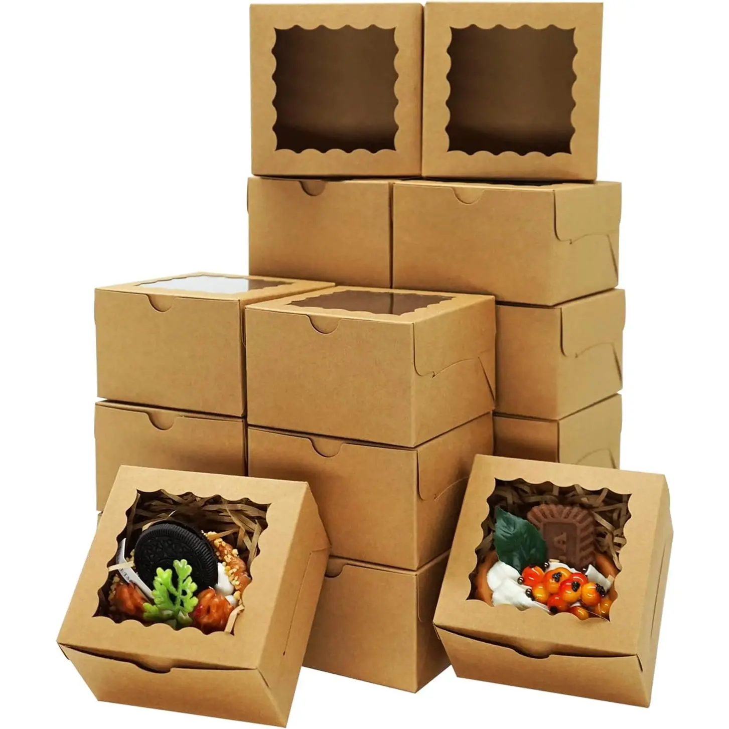50 count Cookie Boxes 4x4x2.5 Inch Bakery Boxes with Window  Box Dessert Box for Wedding Favors Party  Shower -  Paper