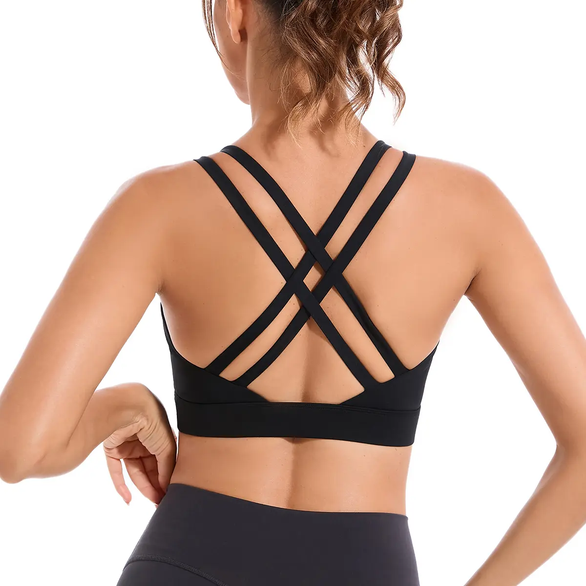 RUNNING GIRL High Impact Sports Bras for Women - Scoop Neck Strappy Sports Bra High Support Moulded Cup Workout Bra Fitness Clothes Lightweight Activewear summerwins Padded Supportive Seamless #DealsForYouDays,travel essentials,camping essentials tiktoksh