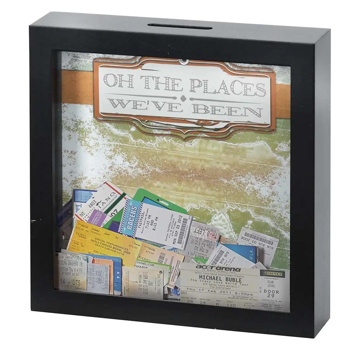 212 MAIN 7x7 in. Black Wooden-Framed Shadow Box Ticket Holder Frame, Home Decor Accessory, Desk Furniture Accessory, Ideal Gifts for Enthusiasts (Store in Totes Compatible), Father's Day