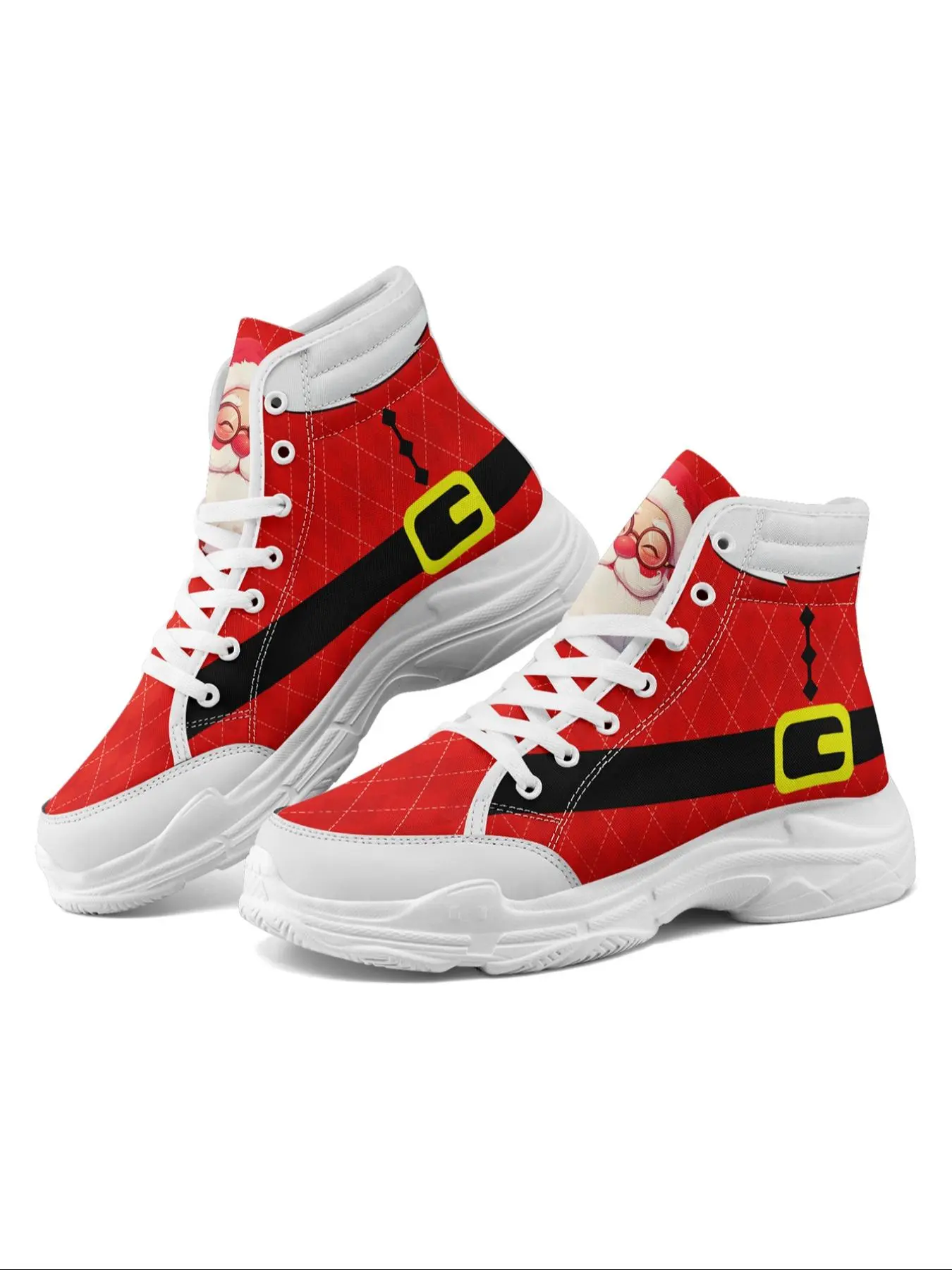 Women's Christmas Themed High Top Sneakers, Casual Comfortable Lightweight Sports Shoes for Daily Wear, Female All-match Round Toe Shoes for Daily Wear