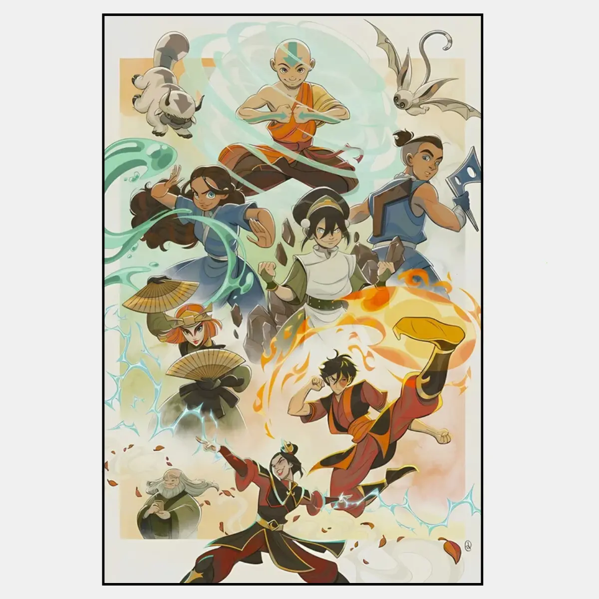 Avatar the Last Airbender Anime Poster, Aang Katara Appa Wall Art, Team Avatar Manga, Unframed High Quality Art Print, Home Decor, Gifts for Him Her
