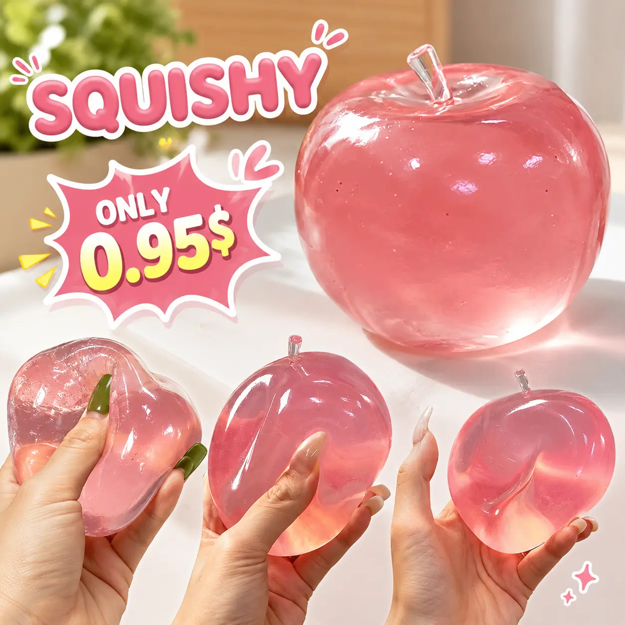 【Massive Markdown】Squishy Apple Slow Rising Fruit Squishies, Apple Fruit Slow Rising Soft Toy Stress Relieve Gift, Safe Flexible Toy for All Ages, Durable Compact Desk Fidget
