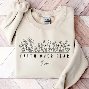 Faith over Fear Sweatshirt OR Shirt, Psalm 34 Christian Sweatshirt, Minimal Christian Shirt, Bible Verse Shirt, Religious Sweater, Faith Sweatshirt