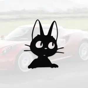 Jiji The Black Cat Peeking-Kiki's Black Vinyl Laptop|car|Window
